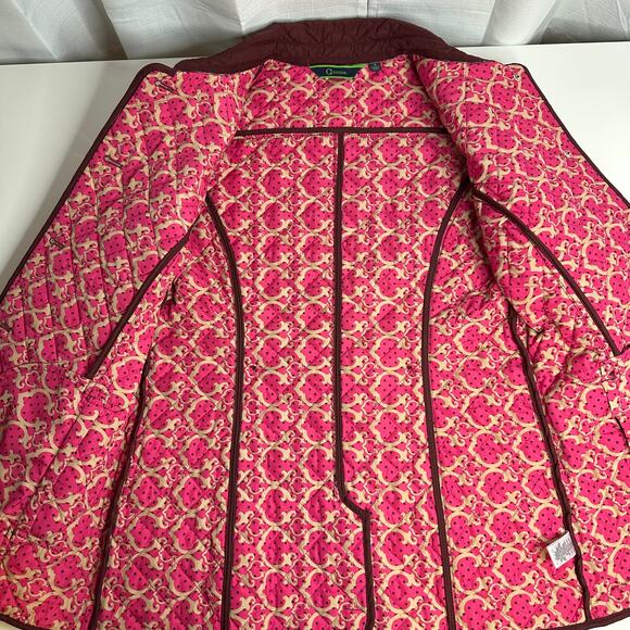 C. Wonder Burgundy Quilted Puffer Jacket Coat Button Front Womens Size Small S - Picture 8 of 12